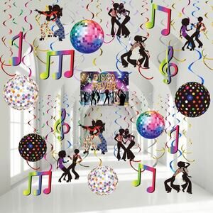 53 Pieces 70s Disco Party Decorations Disco Ball Ceiling Decor Retro Fever s1